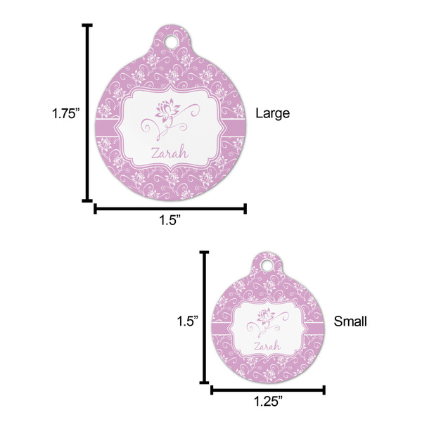 Lotus Flowers Round Pet ID Tag - Large - Comparison Scale