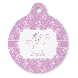 Lotus Flowers Round Pet ID Tag (Personalized)