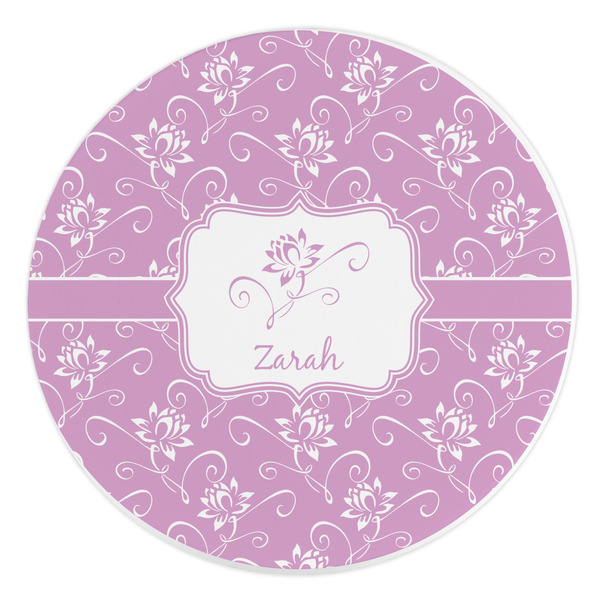 Custom Lotus Flowers Round Stone Trivet (Personalized)