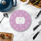 Lotus Flowers Round Stone Trivet - In Context View