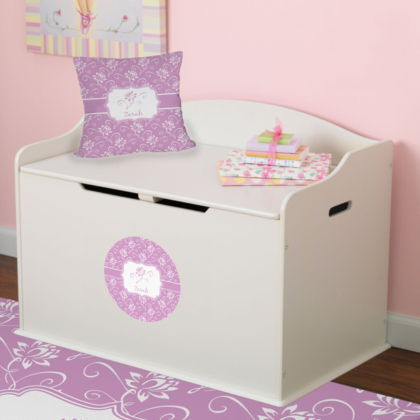 Lotus Flowers Round Wall Decal on Toy Chest