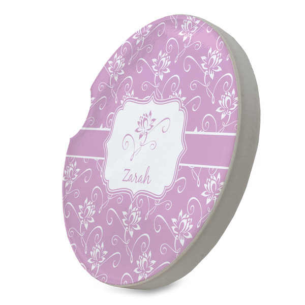 Lotus Flowers Sandstone Car Coaster - STANDING ANGLE