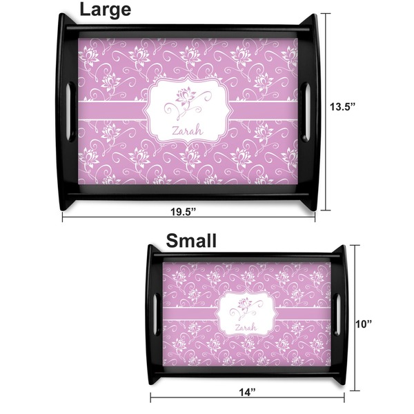 Lotus Flowers Serving Tray Black Sizes