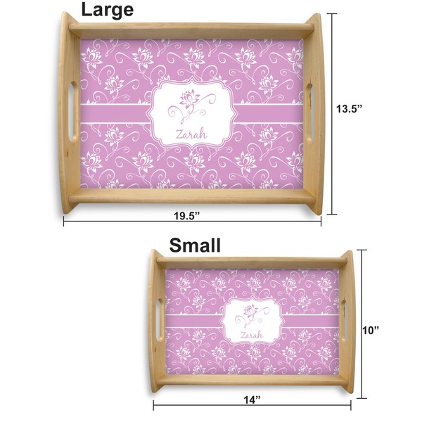 Lotus Flowers Serving Tray Wood Sizes
