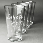 Lotus Flowers Pint Glasses - Engraved (Set of 4) (Personalized)