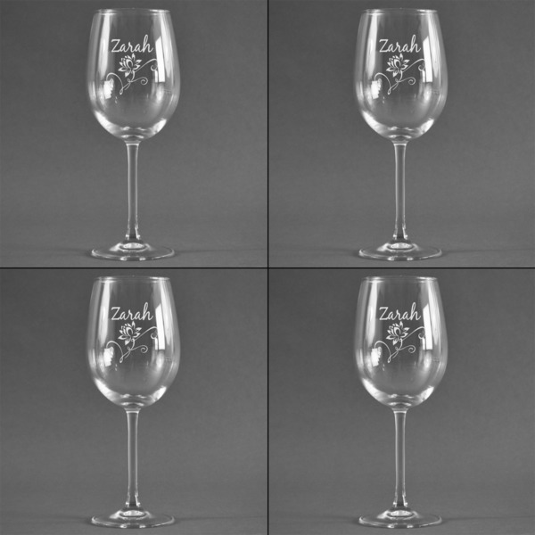 Lotus Flowers Set of Four Personalized Wineglasses (Approval)