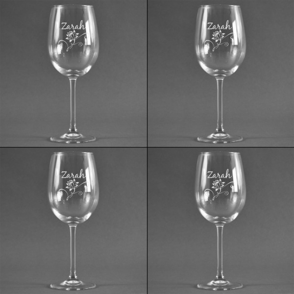 Lotus Flowers Set of Four Personalized Wineglasses (Approval)