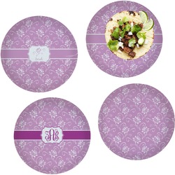 Lotus Flowers Set of 4 Glass Lunch / Dinner Plate 10" (Personalized)