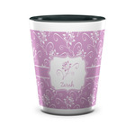 Lotus Flowers Ceramic Shot Glass - 1.5 oz - Two Tone - Set of 4 (Personalized)