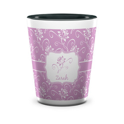 Lotus Flowers Ceramic Shot Glass - 1.5 oz - Two Tone - Set of 4 (Personalized)