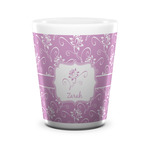 Lotus Flowers Ceramic Shot Glass - 1.5 oz - White - Single (Personalized)