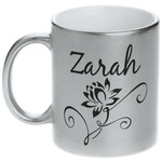 Lotus Flowers Metallic Silver Mug (Personalized)