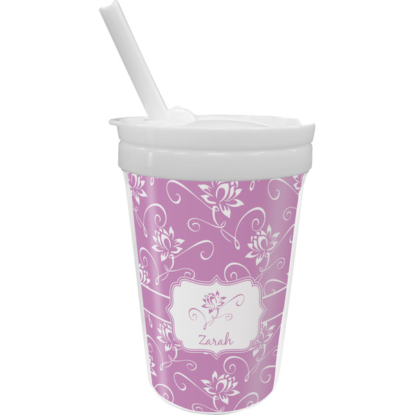Custom Lotus Flowers Sippy Cup with Straw (Personalized)