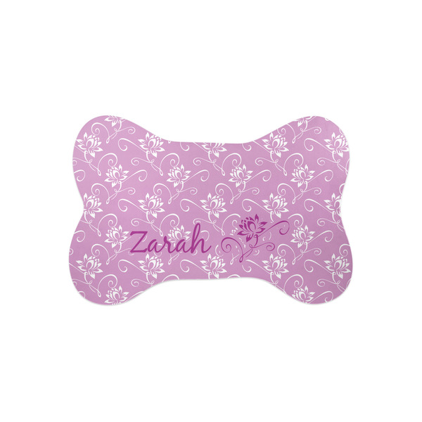 Custom Lotus Flowers Bone Shaped Dog Food Mat (Small) (Personalized)