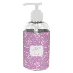 Lotus Flowers Plastic Soap / Lotion Dispenser (8 oz - Small - White) (Personalized)