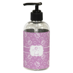Lotus Flowers Plastic Soap / Lotion Dispenser (8 oz - Small - Black) (Personalized)