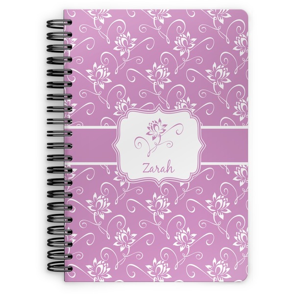 Custom Lotus Flowers Spiral Notebook - 7x10 w/ Name or Text