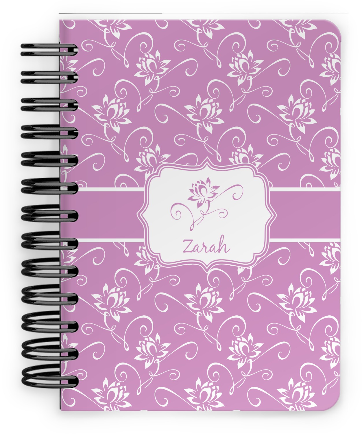 Custom Lotus Flowers Spiral Notebook 5x7 w/ Name or Text YouCustomizeIt