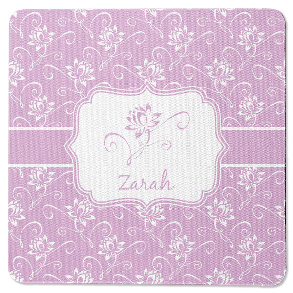 Custom Lotus Flowers Square Rubber Backed Coaster (Personalized)