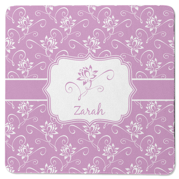 Custom Lotus Flowers Square Rubber Backed Coaster (Personalized)