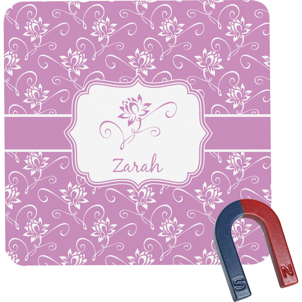 Custom Lotus Flowers Square Fridge Magnet (Personalized)