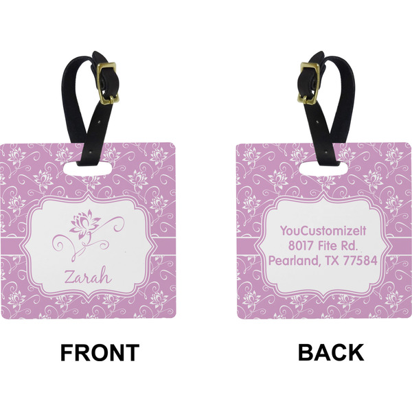 Lotus Flowers Square Luggage Tag (Front + Back)