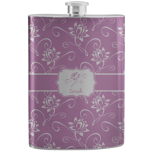 Custom Lotus Flowers Stainless Steel Flask (Personalized)
