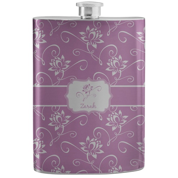 Custom Lotus Flowers Stainless Steel Flask (Personalized)