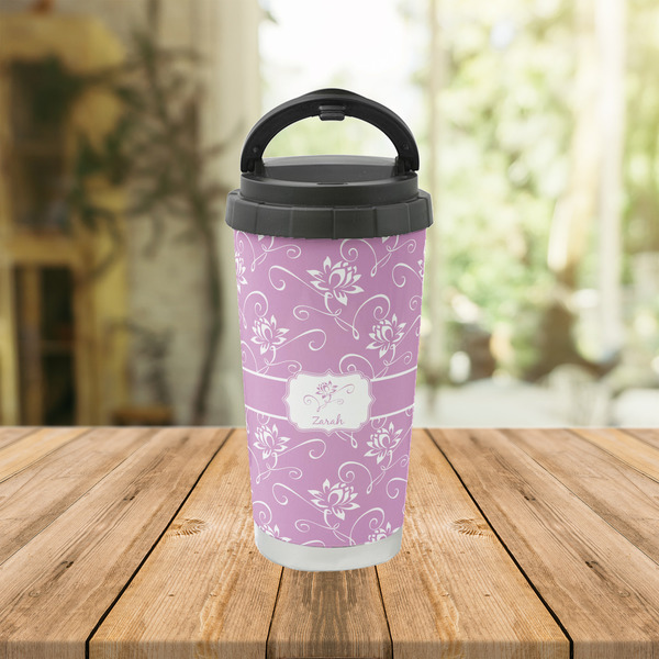 Lotus Flowers Stainless Steel Travel Cup Lifestyle