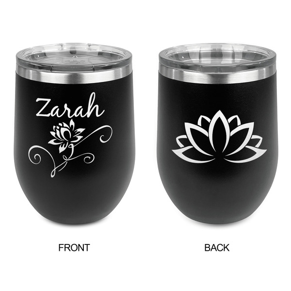 Lotus Flowers Stainless Wine Tumblers - Black - Double Sided - Approval