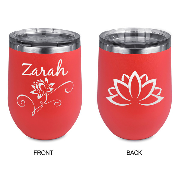 Lotus Flowers Stainless Wine Tumblers - Coral - Double Sided - Approval