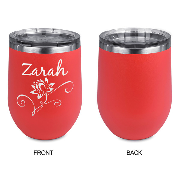 Lotus Flowers Stainless Wine Tumblers - Coral - Single Sided - Approval