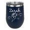Lotus Flowers Stainless Wine Tumblers - Navy - Double Sided - Front