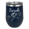 Lotus Flowers Stainless Wine Tumblers - Navy - Single Sided - Front