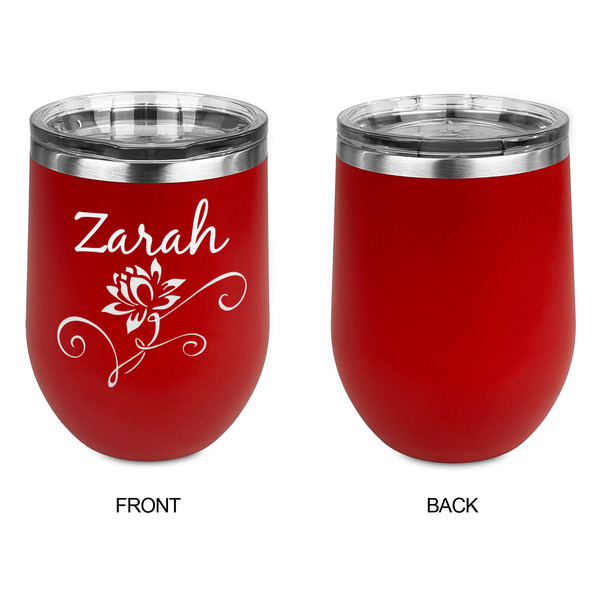 Lotus Flowers Stainless Wine Tumblers - Red - Single Sided - Approval