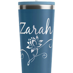 Lotus Flowers RTIC Everyday Tumbler with Straw - 28oz - Steel Blue - Double-Sided (Personalized)