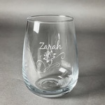 Lotus Flowers Stemless Wine Glass (Single) (Personalized)