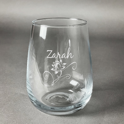 Lotus Flowers Stemless Wine Glass - Engraved (Personalized)