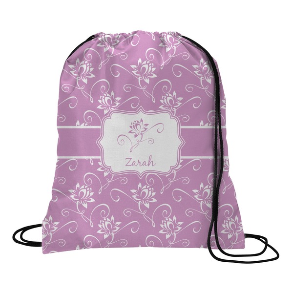 Custom Lotus Flowers Drawstring Backpack - Large (Personalized)