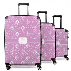 Lotus Flowers 3 Piece Luggage Set - 20" Carry On, 24" Medium Checked, 28" Large Checked (Personalized)