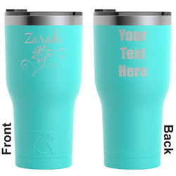 Lotus Flowers RTIC Tumbler - Teal - Engraved Front & Back (Personalized)