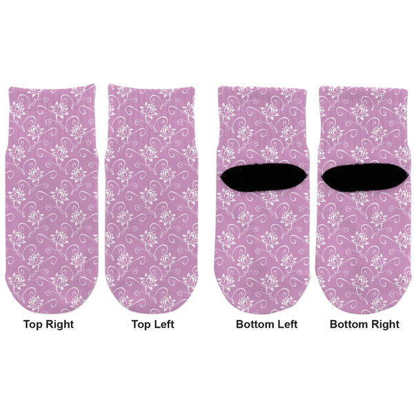 Lotus Flowers Toddler Ankle Socks - Double Pair - Front and Back - Apvl