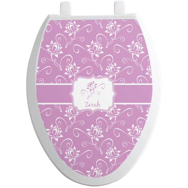 Custom Lotus Flowers Toilet Seat Decal - Elongated (Personalized)