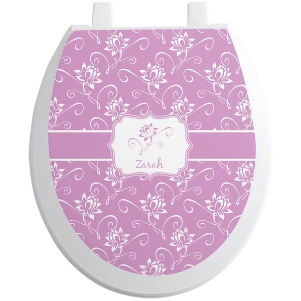 Custom Lotus Flowers Toilet Seat Decal - Round (Personalized)