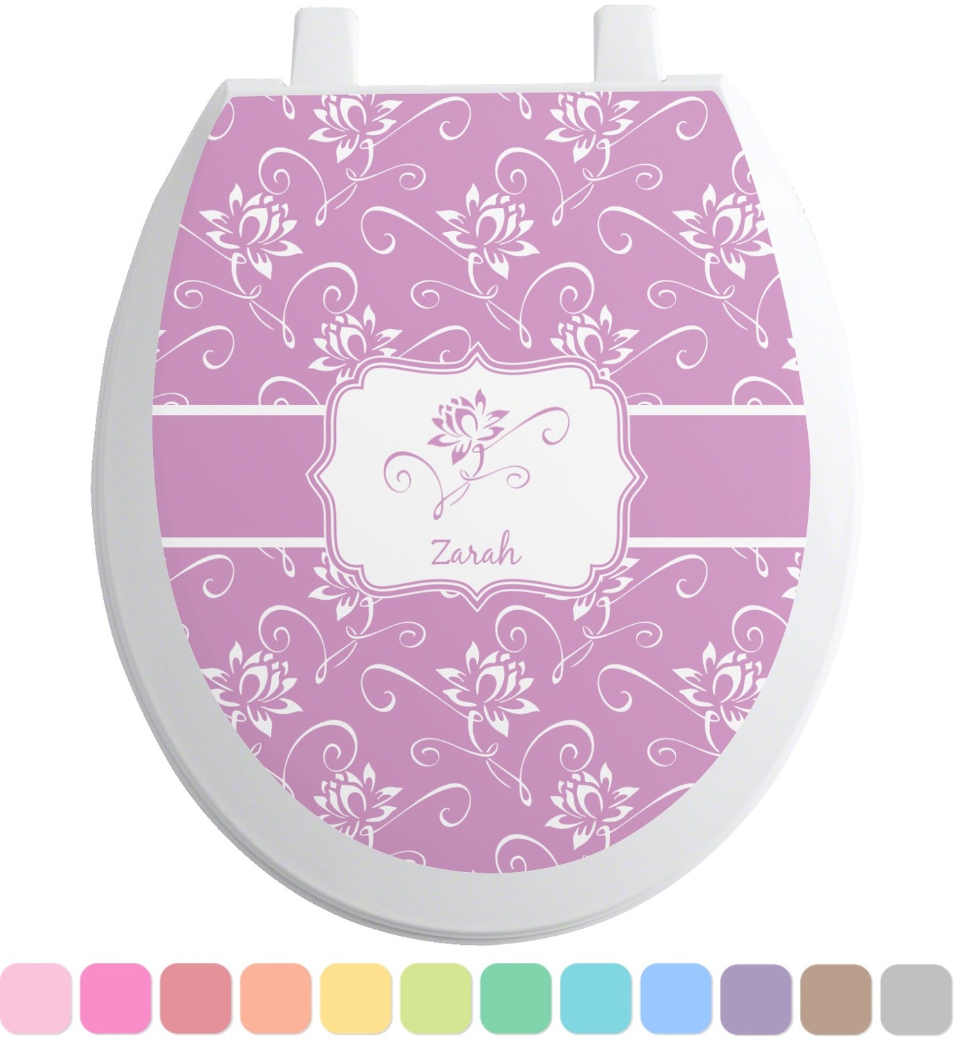 Lotus Flowers Toilet Seat Decal (Personalized) YouCustomizeIt