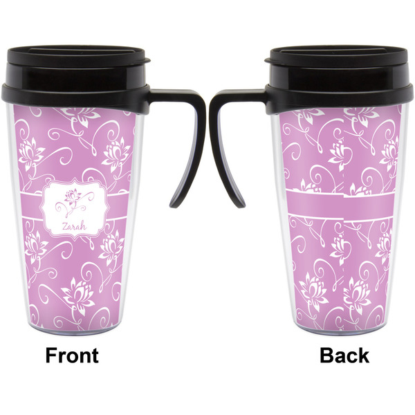 Lotus Flowers Travel Mug with Black Handle - Approval