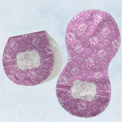 Lotus Flowers Burp Pads - Velour - Set of 2 w/ Name or Text