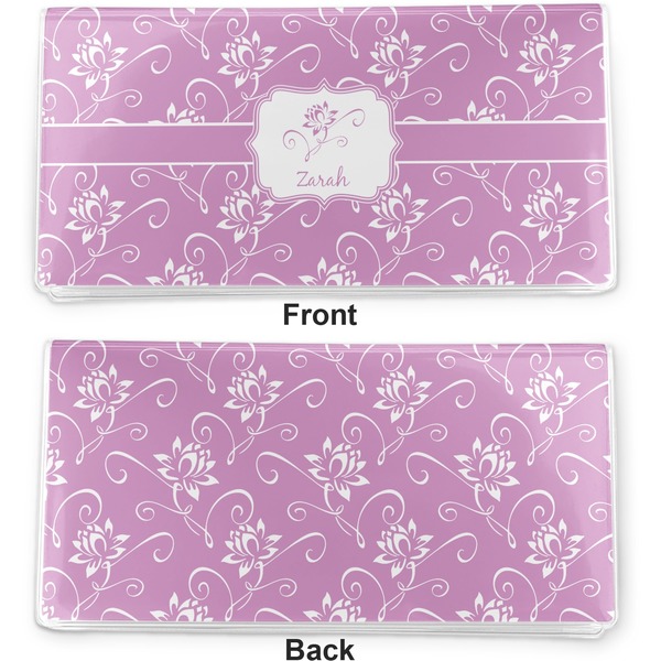 Lotus Flowers Vinyl Check Book Cover - Front and Back