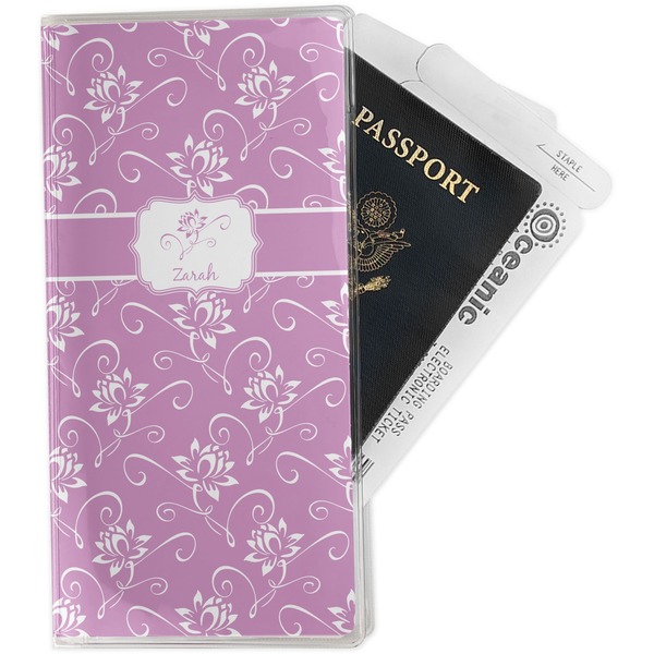 Custom Lotus Flowers Travel Document Holder