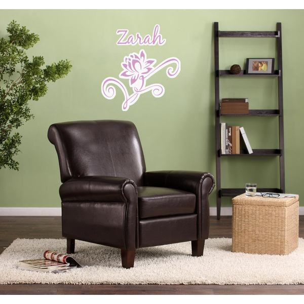 Lotus Flowers Wall Graphic on Living Room Wall